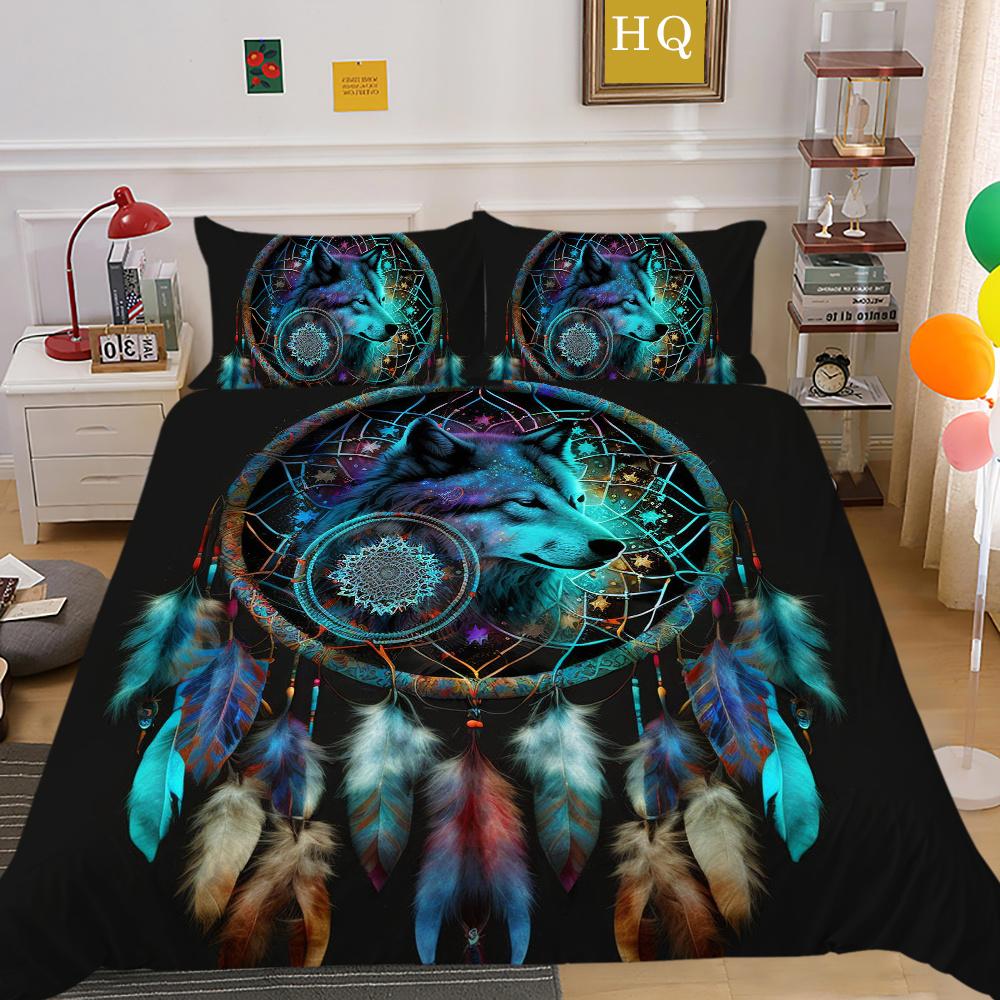 Комплект одеял с 3D принтом волка, двойной размер, покрывала из микрофибры, модный домашний текстиль для мальчиков и подростков