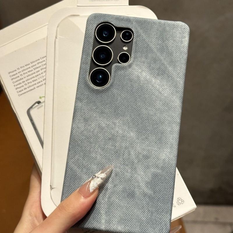 Cowboy Jeans Fabric Armor Frameless Case For Samsung S25 S24 S23 S22 Ultra Coque Candy Denim Protective Hard Phone Cover