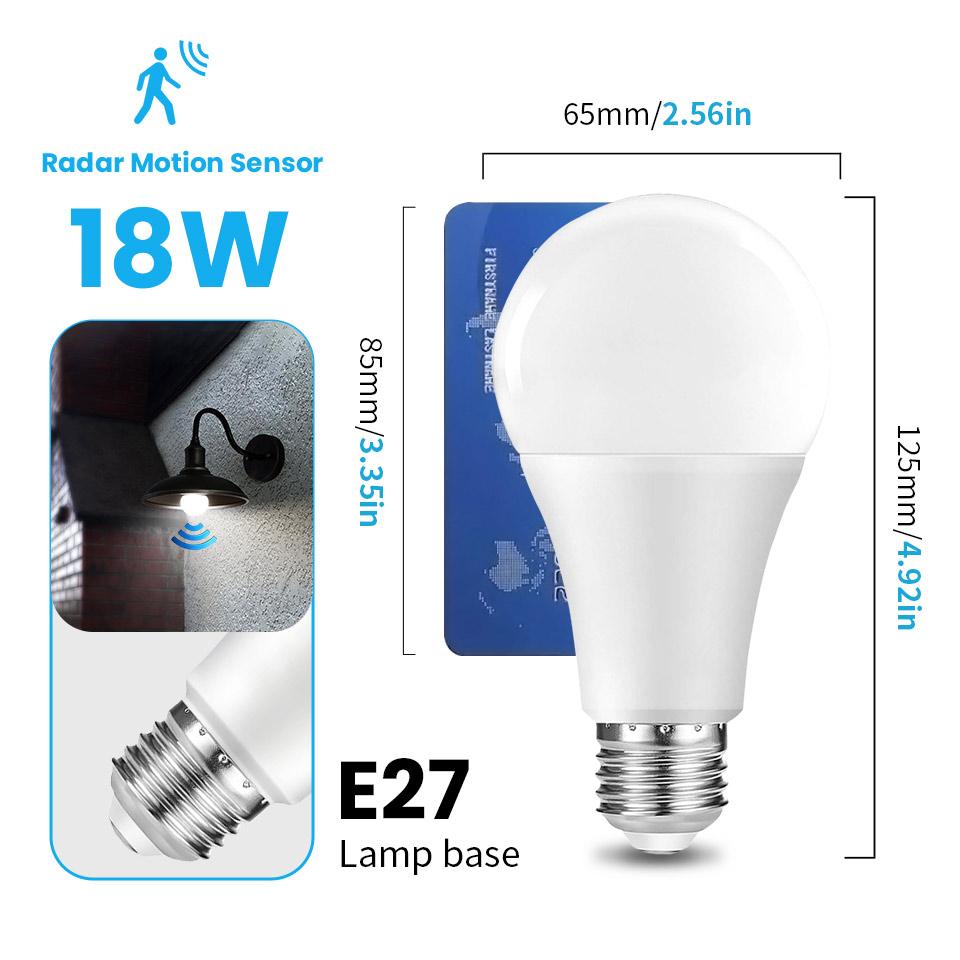 6 шт. Светодиодная лампа E27 с радаром 220 В 6 Вт 9 Вт 12 Вт 15 Вт 18 Вт 20 Вт Светодиодная лампа с индукцией движения радара Встроенный радар для дома лестницы