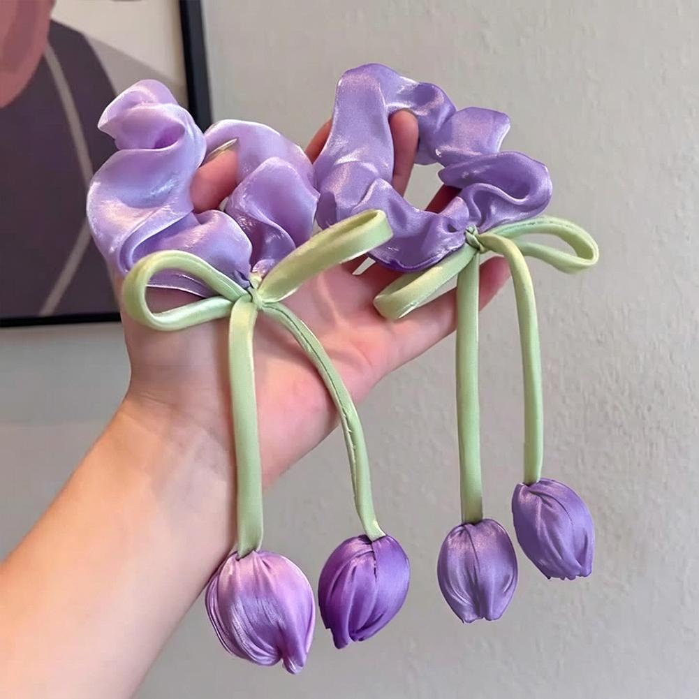 Japanese Korean Style Tulip Scrunchies Sweet Versatile High Grade Hair Ties Handmade Ponytail Hair Accessories