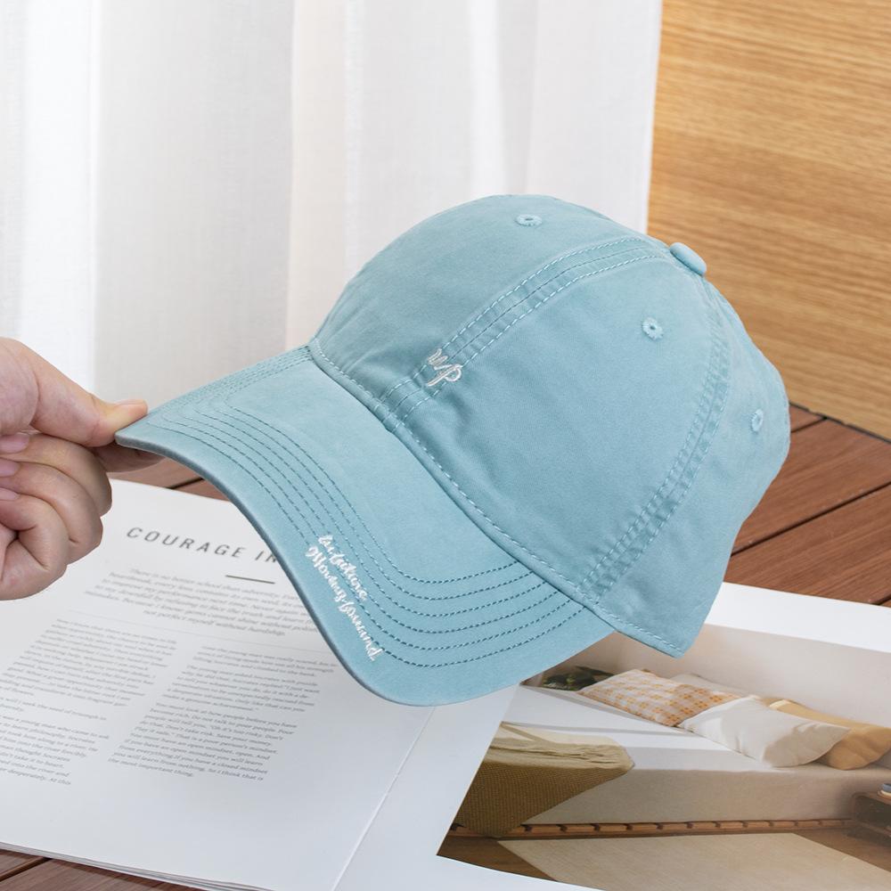 Simple small letter embroidery ripped baseball cap women's new washed curved brim shading face small cap
