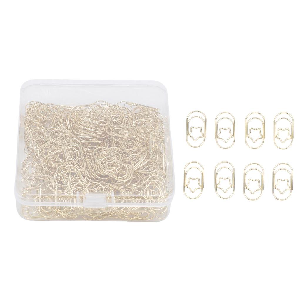 200 шт. Скрепки для бумаги в форме звезды, золотые, милые, забавные, декоративные, металлические, закладки, зажимы для планера с прозрач