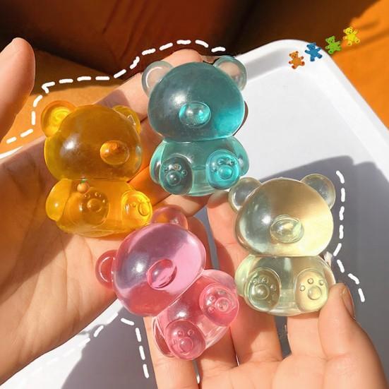 1/4 шт. Мини Прозрачная Игрушка-Пищалка Медвежонок Снятие Стресса Сидящий Медведь Сенсорная Игрушка Снятие Тревожности Сахарный Мячик-Стресс Помощь Концентрации Животное-Декомпрессия
