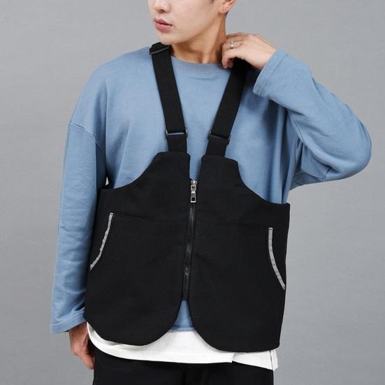 Летняя повседневная сумка-жилет с регулируемыми лямками, однотонный жилет, сумка с карманами и карманами на молнии, уличный рюкзак на плечо