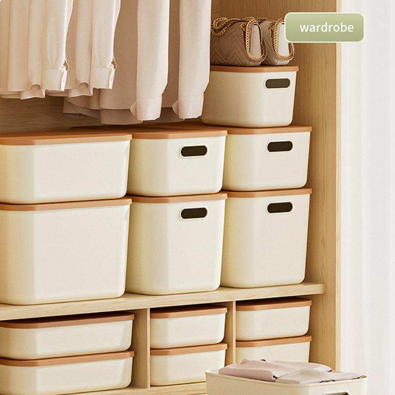 Настольный ящик для хранения всякой всячины с крышкой, ящик для одежды, пластиковая корзина для хранения, контейнер, органайзер для косметики, мелочей