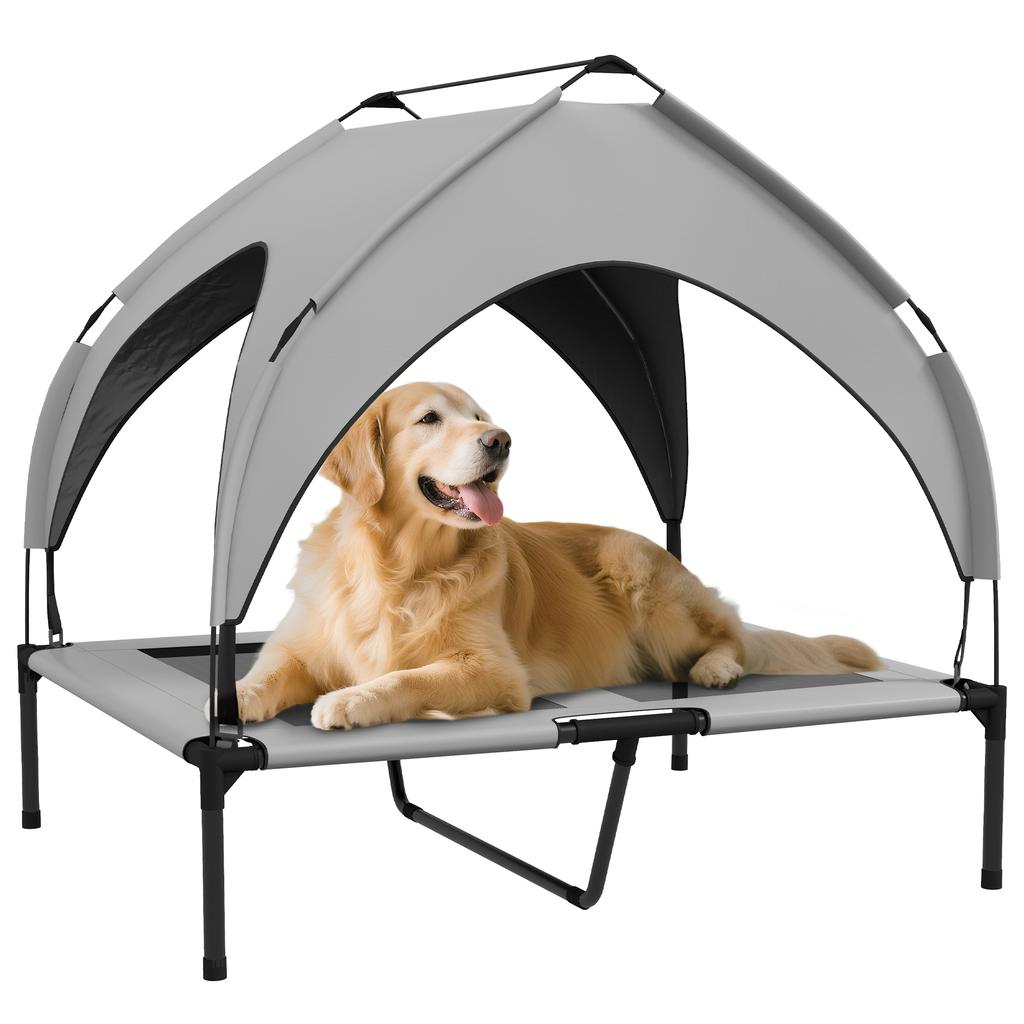 Cooling Raised Pet Bed w/ Washable Breathable Mesh, for Medium, Large Dogs, 91 x 76 x 89cm - Light Grey