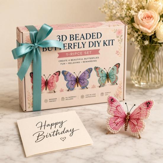 Набор для творчества «Бабочка из бисера 3D», Маленькие животные из бисера DIY Набор для рукоделия с инструкцией, Милый набор из 4 бабочек для бисероплетения