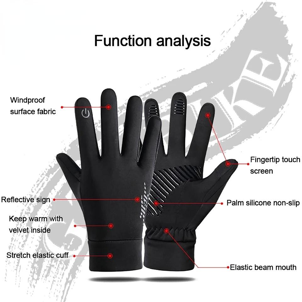 Зимние теплые ветрозащитные велосипедные перчатки, противоскользящие, износостойкие, с сенсорным экраном, для верховой езды, вождения, альпинизма, лыжные перчатки