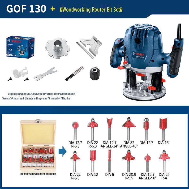 Bosch GOF130 Wood Router and Trimmer CN plug (adapter included)