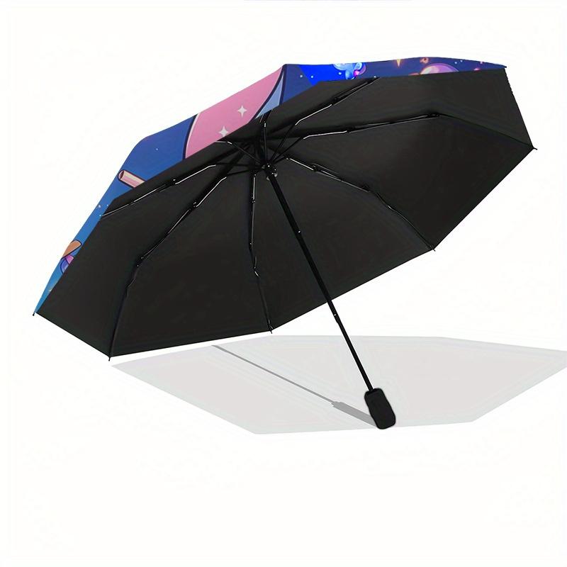 Stitch,Cosmic Fully automatic themed umbrella - 8 ribs durable iron frame, tri-fold compact design, perfect as a gift, travel umbrella, unis