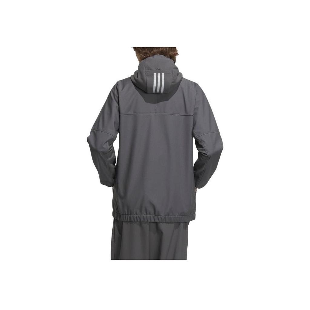 Adidas Solid Color Hooded Zip-Up Long Sleeve Jacket Men Jacket Gray IK7354