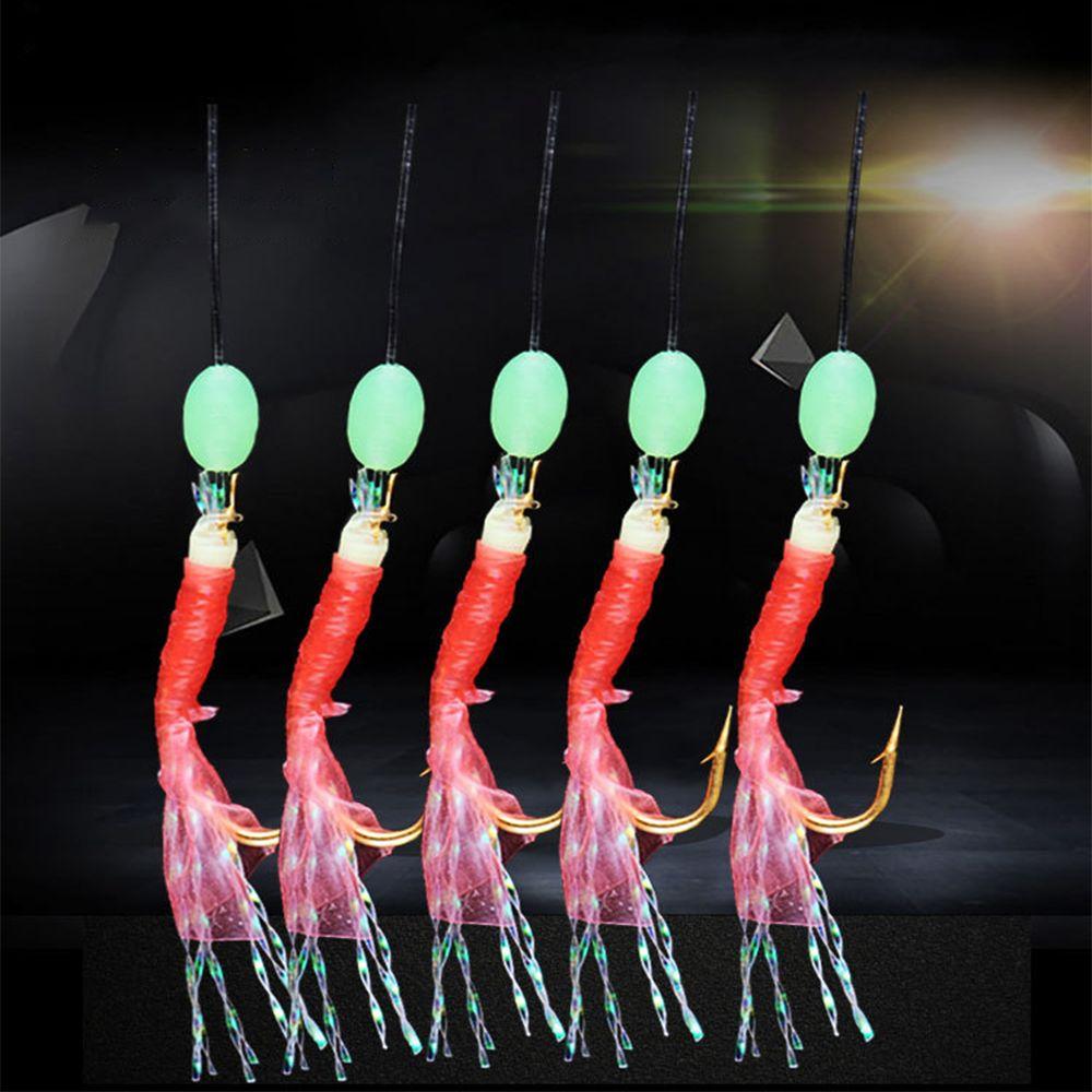 6 шт. светящиеся бобы сабики, крючок, резиновая приманка, снасти для морской/пресноводной рыбалки