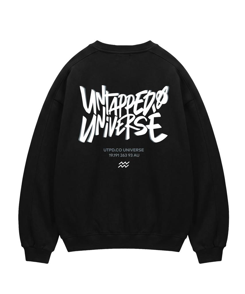 UNTAPPED STUDIO 340G Вселенная Перекрытие Базовый Свободный Свитшот с Боковыми Разрезами 3 Цвета