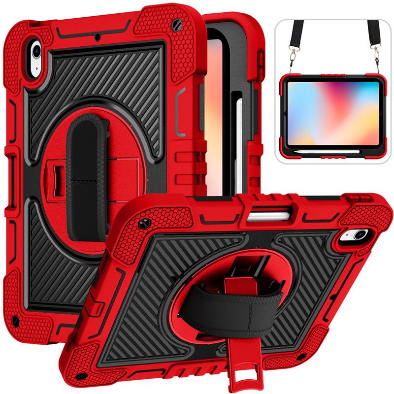 For iPad A16 11 inch (2025)/iPad 10.9 inch 10th Gen Shockproof Case, Built-in Pencil Holder, Tri-fold Stand, Clear Back, Black