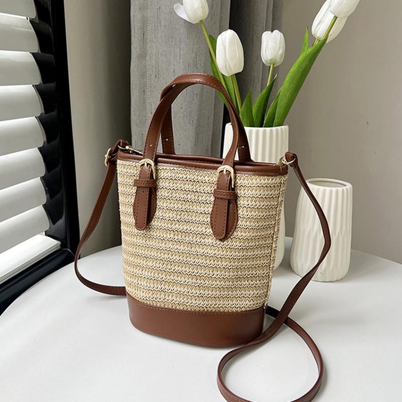 Соломенная плетеная сумка-мессенджер через плечо для женщин Простая пляжная ротанговая наплечная сумка Сумки-кошельки для мобильного телефона и монет Летняя AVE