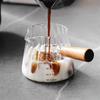 180ML Coffee Measuring Cup with Wood Handl Italian Coffee Extraction Cup Milk Glass Container with Scale Coffee Accessories