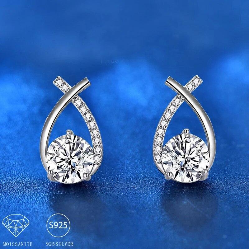 Серьги из стерлингового серебра 925 пробы 0,5 карата * 2 с муассанитом, модный дизайн, легкие роскошные повседневные высококачественные украшения для женщин