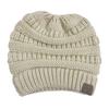 Fashion Women's Girl Hat Winter Wool Warm Stretch Knit Cap Messy Bun Ponytail Beanies