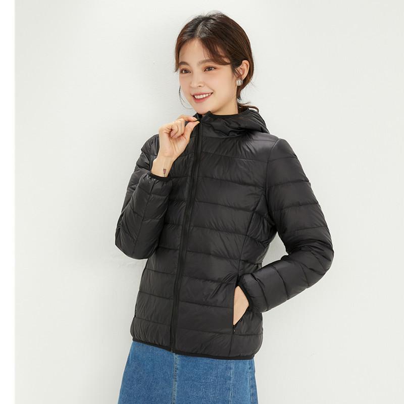 Light down jacket women's short down new light casual white duck down hooded autumn and winter small warm jacket