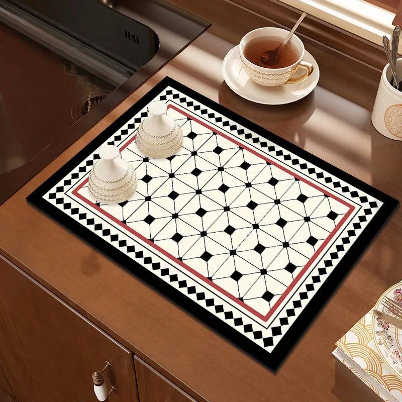 Европейский стиль Классический узор Красочный Впитывающий Дренажный коврик Гостиная Спальня Зона дивана Кухонное украшение Настольная сушилка