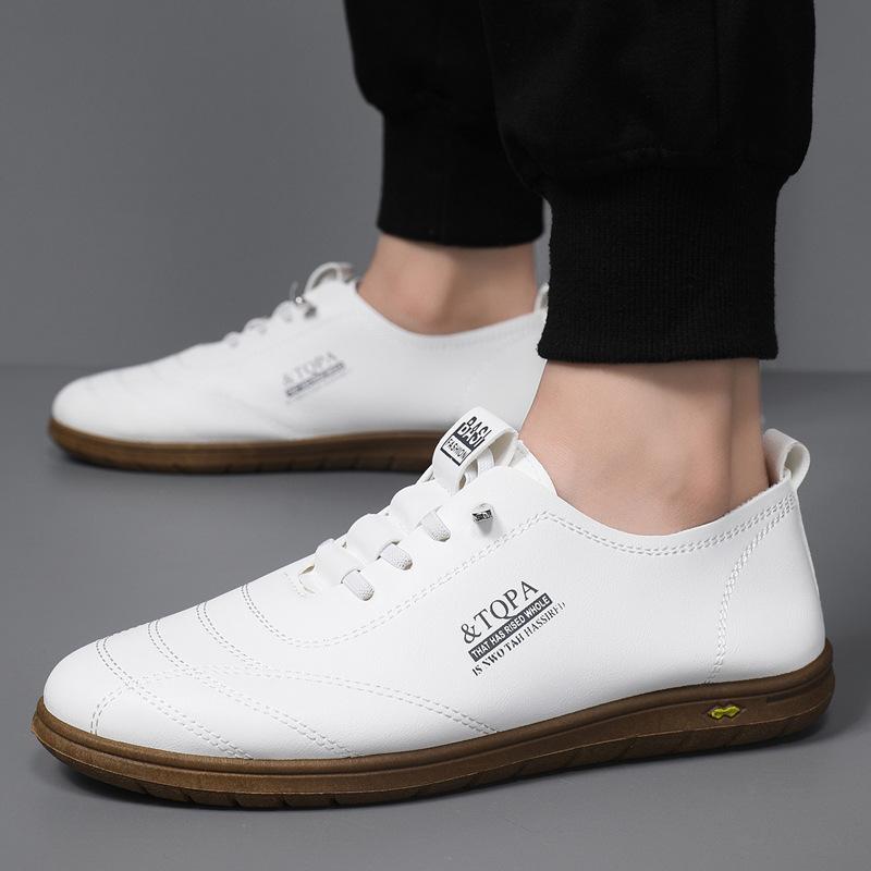 Осенние повседневные кожаные туфли на мягкой подошве мужские деловые повседневные туфли маленькие белые туфли British Tide Tower однопедальные мужские кожаные туфли Doudou