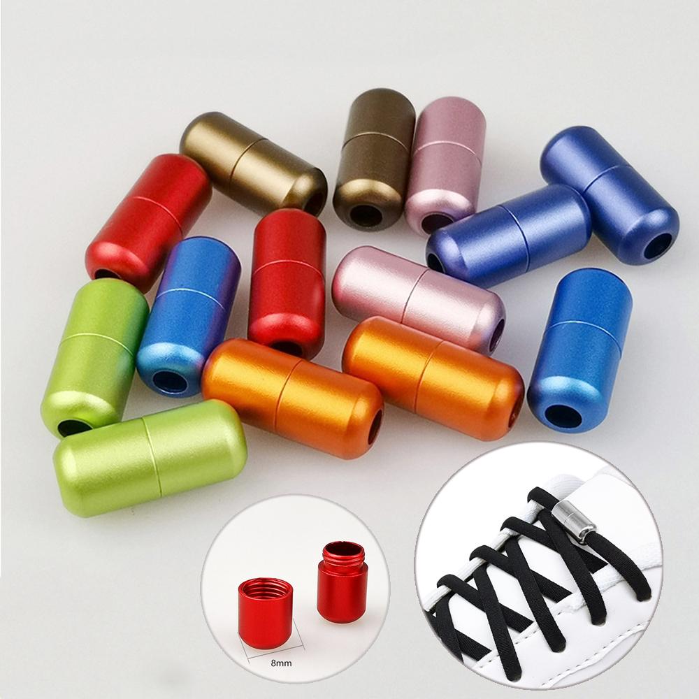 1 Pair Colorful Metal Aluminum Sports Shoelace Buckle Lock No Tie Shoelaces Fast Lacing Shoes Buckle