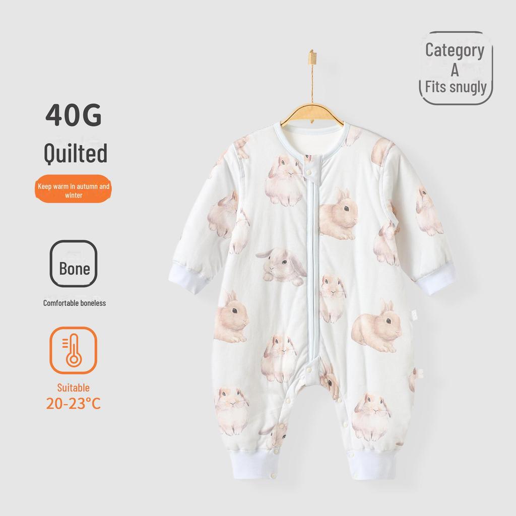 Yiri Infant Split-Leg Pure Cotton Sleeping Bag - Warm, Anti-Kick, Quilted, Long-Sleeve for Autumn & Winter