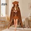Oversized Blanket Hoodie Animal Wearable for Women, Flannel Sweatshirt Lightweight Velvet Gown Blanket, Button-Up Cosplay Cape Sleepwear Winter