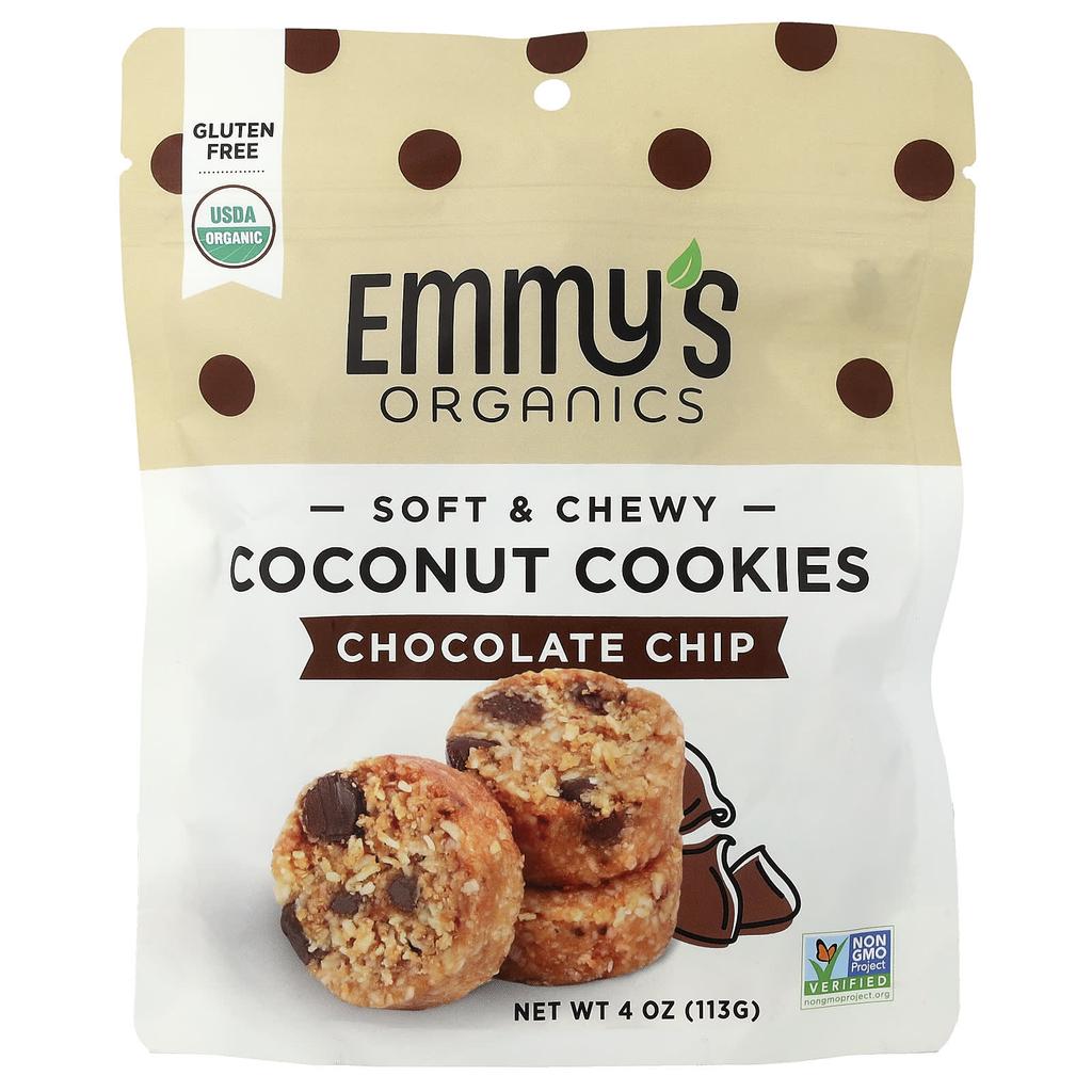 Emmy's Organic Cookies, Soft and Chewy Coconut Cookies, Chocolate Chip, 4 oz (113 g)