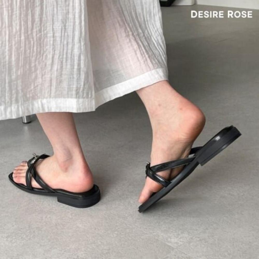 Desire Rose Women Square Toe Leather Strap Sandal
