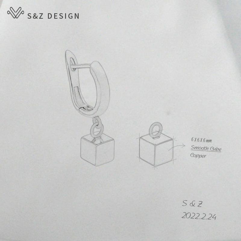 Модные простые серьги цвета розового золота, гладкие кубические металлические серьги-капли, комплекты ювелирных изделий для женщин и девочек, повседневное ожерелье с подвеской