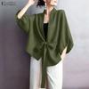 Women Casual V-Neck Solid Color Loose 3/4 Sleeve Cardigan Cover Up Blouse