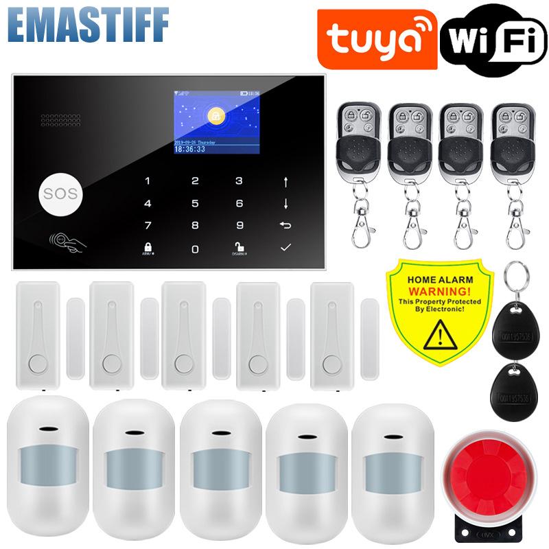 Tuya Wireless WIFI GSM Home Burglar Alarm System IP Camera PIR Motion Sensor Door Sensor Security Alarm Kit APP Control Security