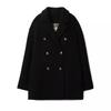 Korean Style Short Black Woolen Coat Women's Woolen Coat Autumn and Winter New Style Small Woolen Coat Coat