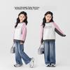 Zuoxi Girls' Jeans, Children's Pants, Straight-Leg Trousers, 2026 New Style for Older Kids, Spring Long Pants, Trendy, Denim Color, Size 140