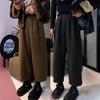 2024 Autumn/Winter Plus Size Wide-Leg Woolen Grandma Pants for Women