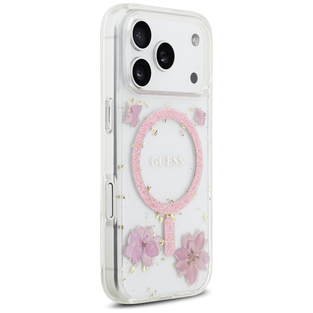 Etui Guess Resin Flowers Glitter Magsafe Do Iphone 17 Pro Różowy