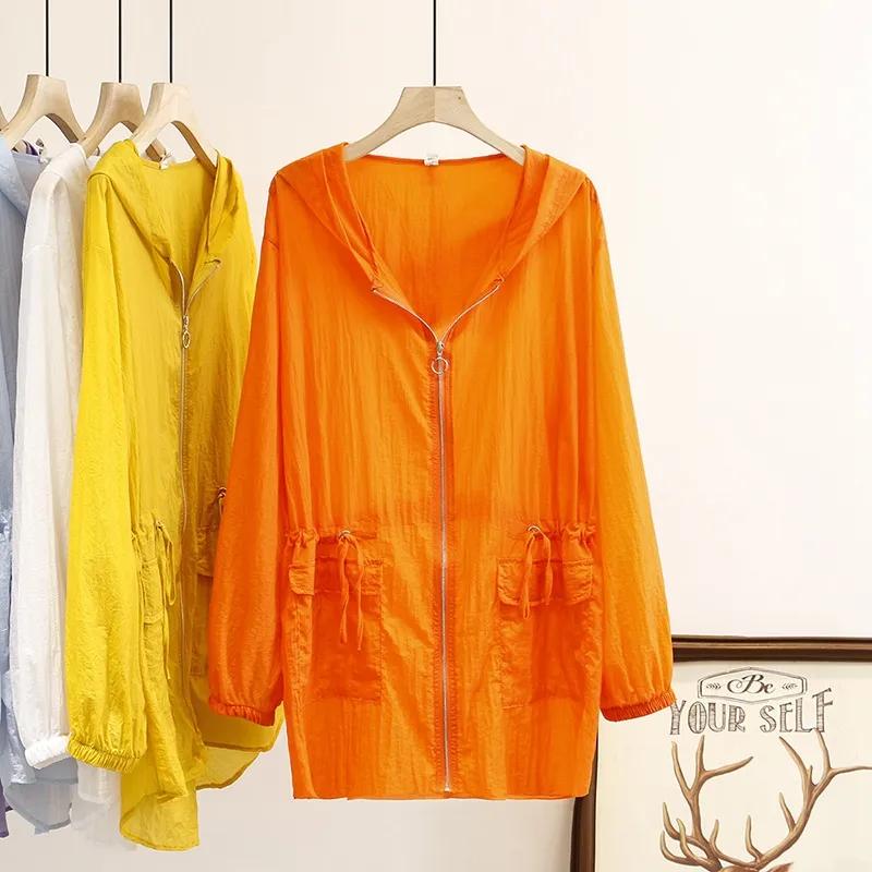 Женская летняя куртка средней длины с завязками, облегающая, с длинным рукавом, однотонная, с капюшоном, с кондиционером