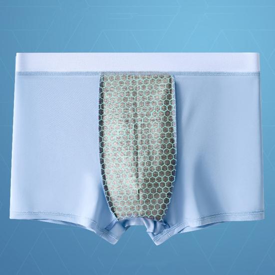 Men Boxers Bulge Pouch Thin Seamless Ice Silk Mid Waist Mesh High Elasticity Solid Color Moisture-wicking Men Underpants Daily Sport Underwear