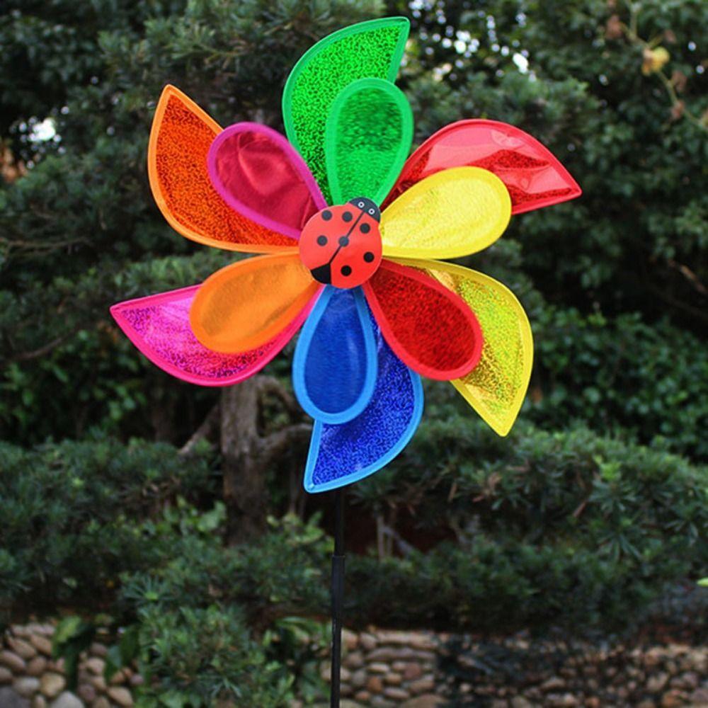 PVC Glitter Rotating Sunflower Stake Standing Lawn Flower Pinwheel Outdoor Party Picnic Decor