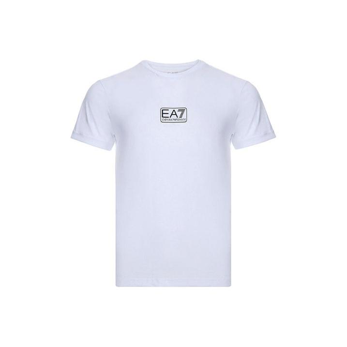 Emporio Armani EA7 Весна/Лето 2022 Футболка мужская с принтом букв и цифр, прямой крой, круглый вырез, короткий рукав, Топы мужские, Белый 8NPT11-PJNQZ-1100
