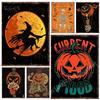 Halloween Horror Pumpkin Lantern Metal Tin Signs  Witch Pattern Wall Decor Plaques for Living Room Festival Decoration  Poste