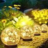 Waterproof Solar Globes Cracked Glass Solar Energy Solar Lights Warm and Colorful Light Auto on/Off LED Garden Lights Lawn