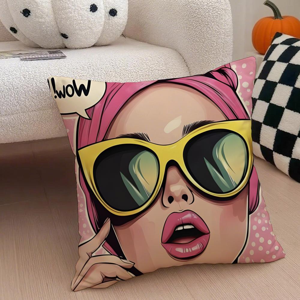 Classic Pop Art American Art RRoy Lichtenstein Cushion Cover Throw Pillow Cover Hidden Button Durable Polyester Chair Cushion