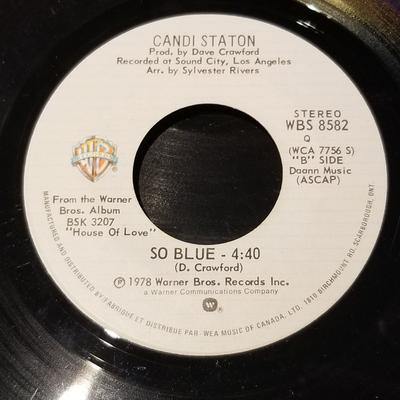7-дюймовая пластинка CANDI STATON - Victim / So Blue WBS8582 Warner Bros. Re 1978 Канада Соул/Фанк Б/у
