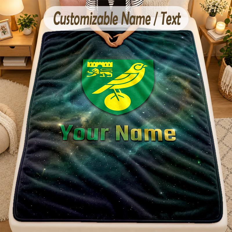Flannel BlanketNorwich City Custom Name Text Personalized Soft Warm Throw Blanket Home Decor Gift