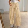 Осень и Зима Женские Свободные Широкие Брюки Маг Повседневный Стиль Спортивные Штаны Эластичная Талия Кулиска Спортивные Штаны