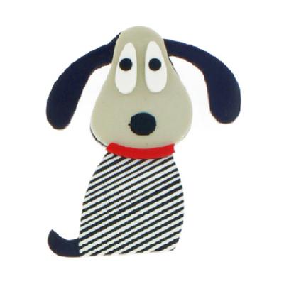 [R4259] - Брошь ручной работы "Mistinguette" серо-черная. (собака) - 85x75мм