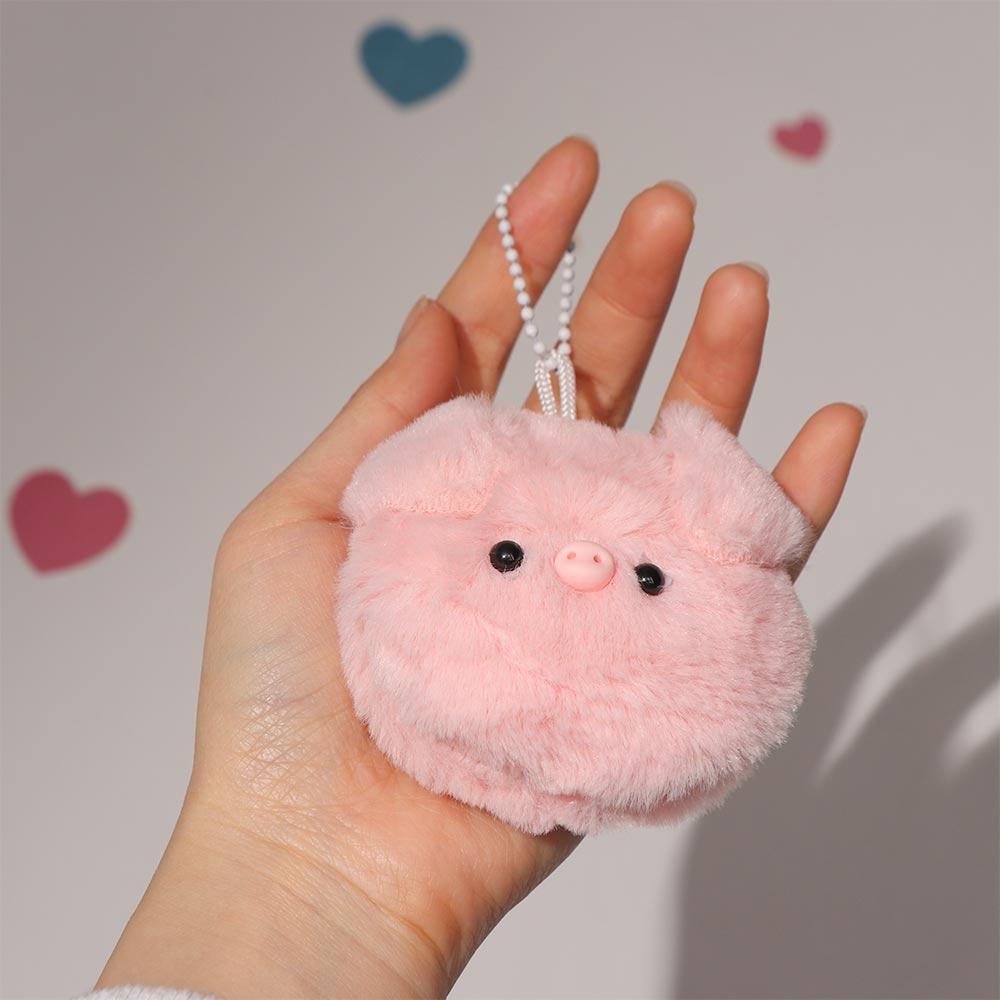 Soft Plush Pig Head Bag Pendant Animal Keychain Plush Pig Keychain  Female Lady Girl