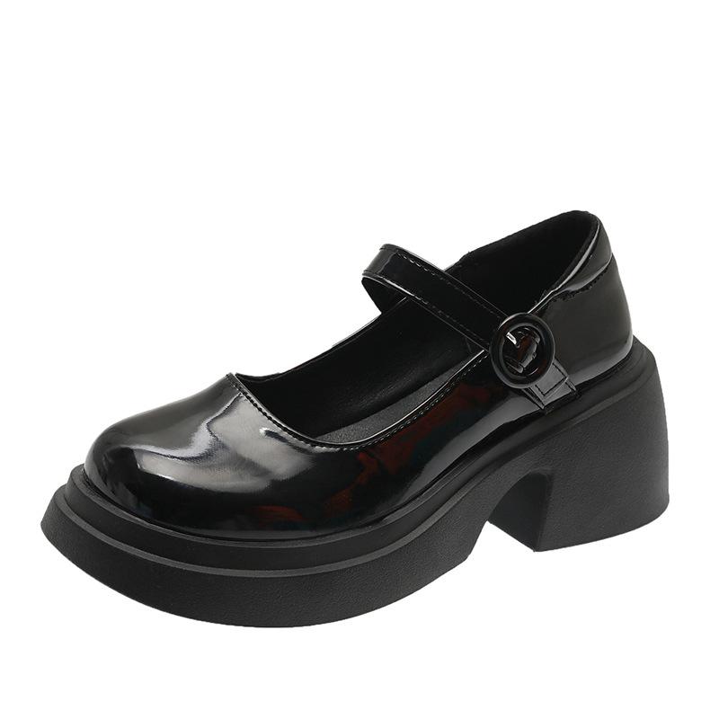 Модные черные туфли Мэри Джейн на платформе 2025 Новые женские лоферы Женские туфли на толстом высоком каблуке Обувь Лолиты для женщин Круглый носок Пряжки с ремешком Туфли-лодочки